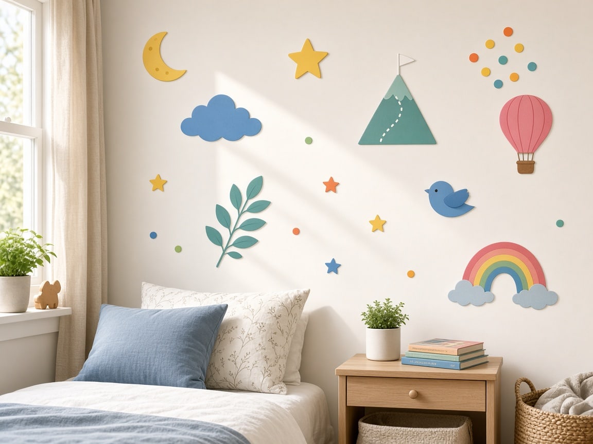 Habitación infantil con pegatinas decorativas