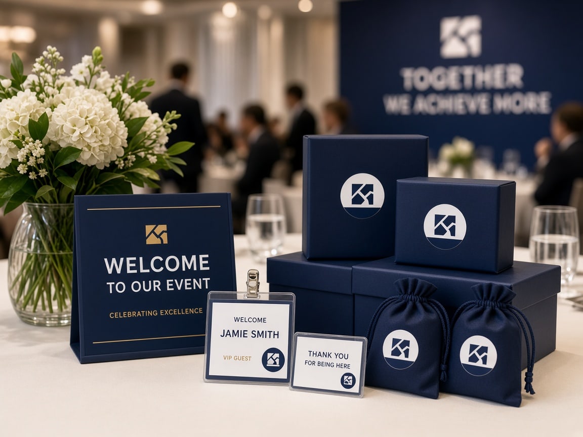 Pegatinas de empresa en evento
