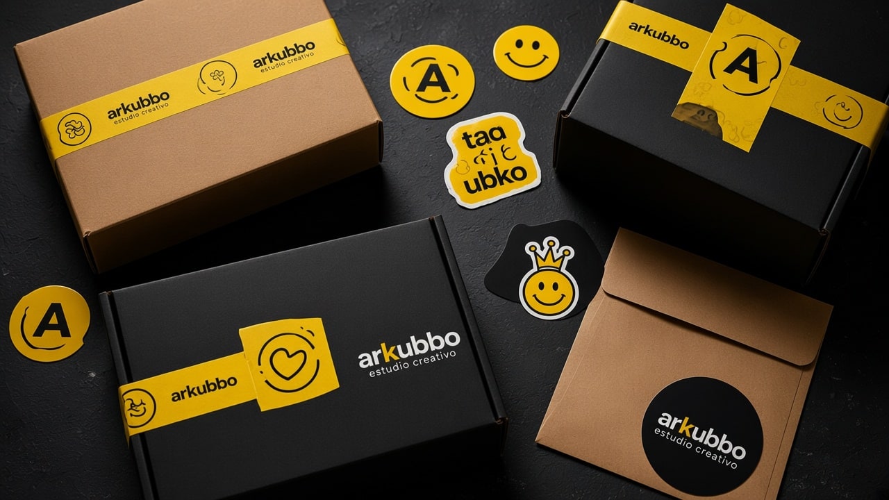 Conjunto coordinado de pegatinas y packaging