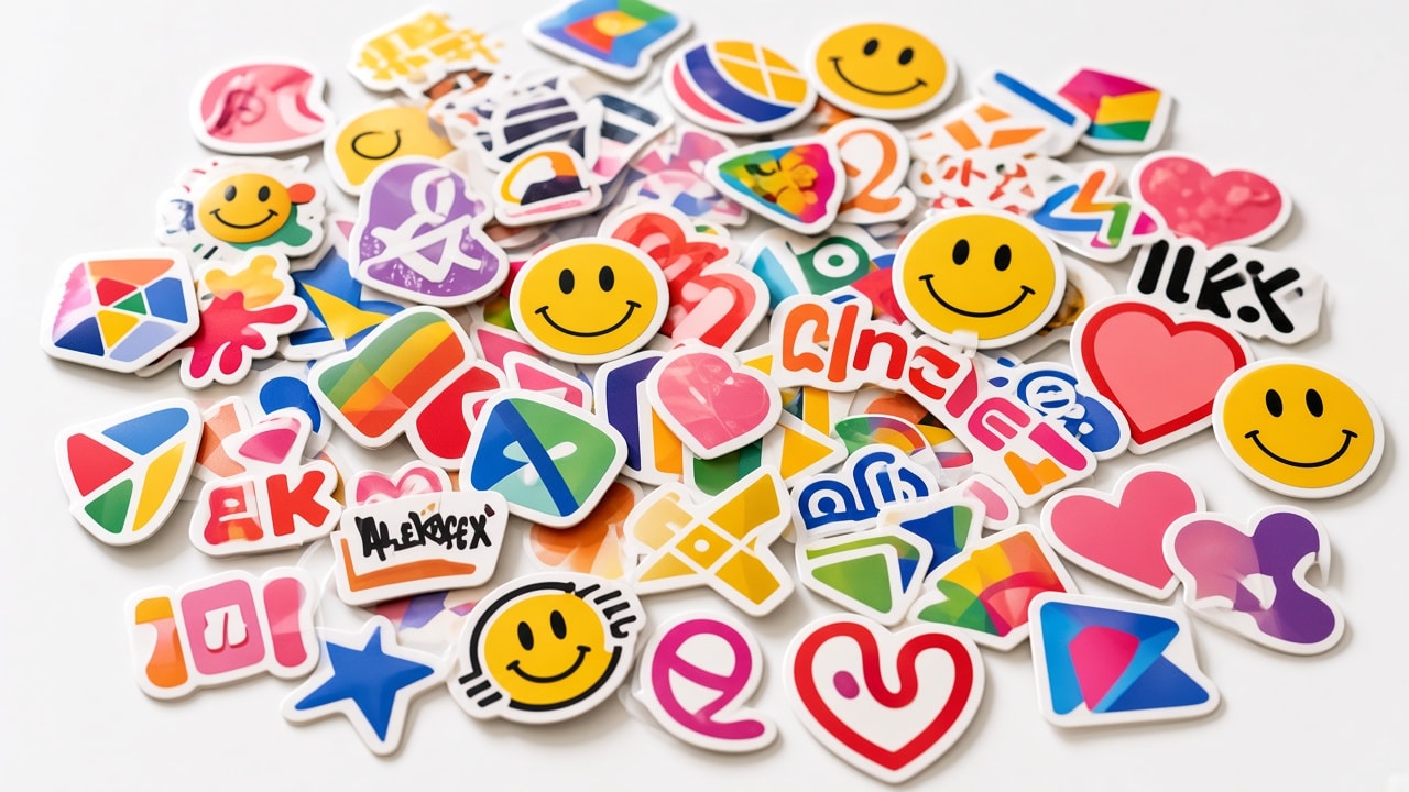Composición de pegatinas troqueladas personalizadas de colores
