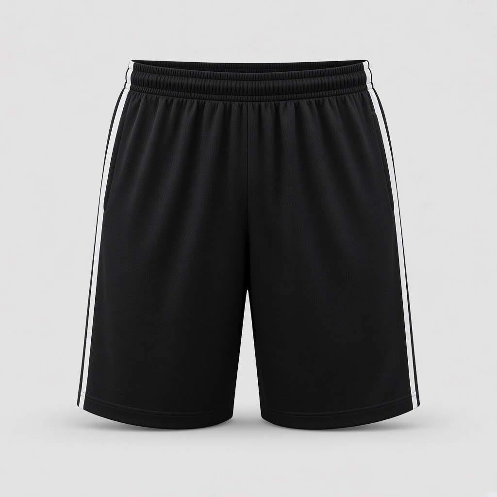 Short deportivo negro con bandas laterales para personalizar