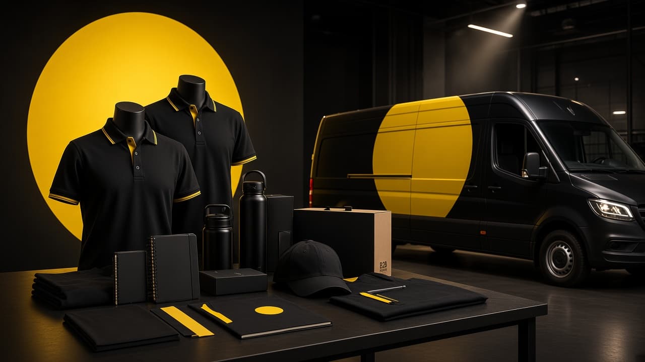 Uniformes, merchandising y furgoneta rotulada para empresas Arkubbo