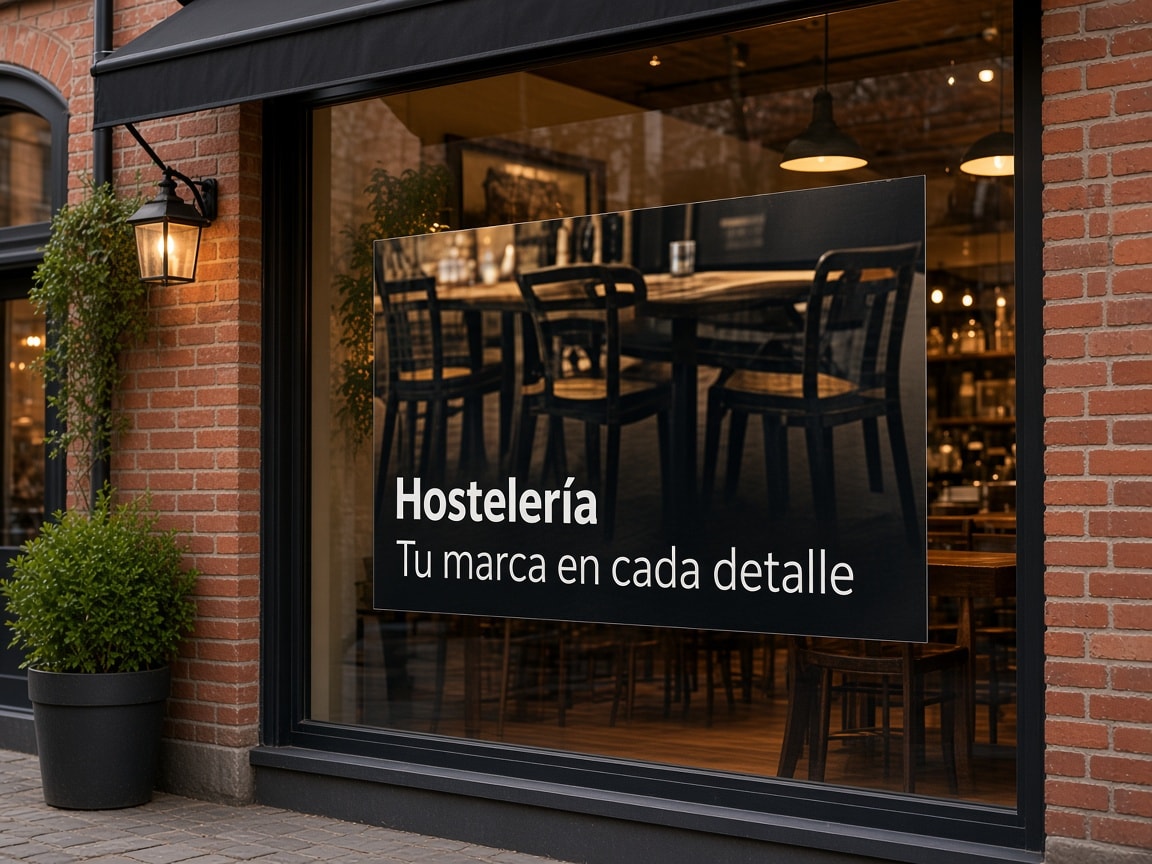 Local de hostelería con vinilo en el cristal